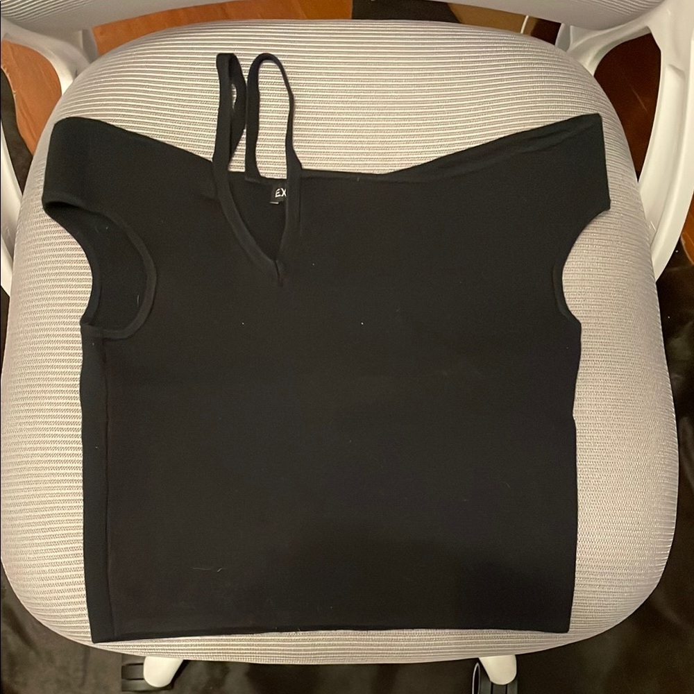 Express Black Asymmetrical Fitted Tank Top